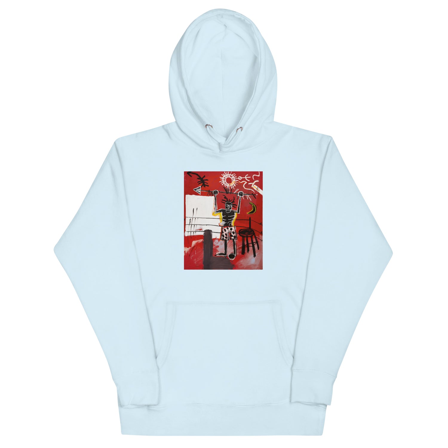 Jean-Michel Basquiat "The Ring" Artwork Printed Premium Streetwear Sweatshirt Hoodie Ice Blue