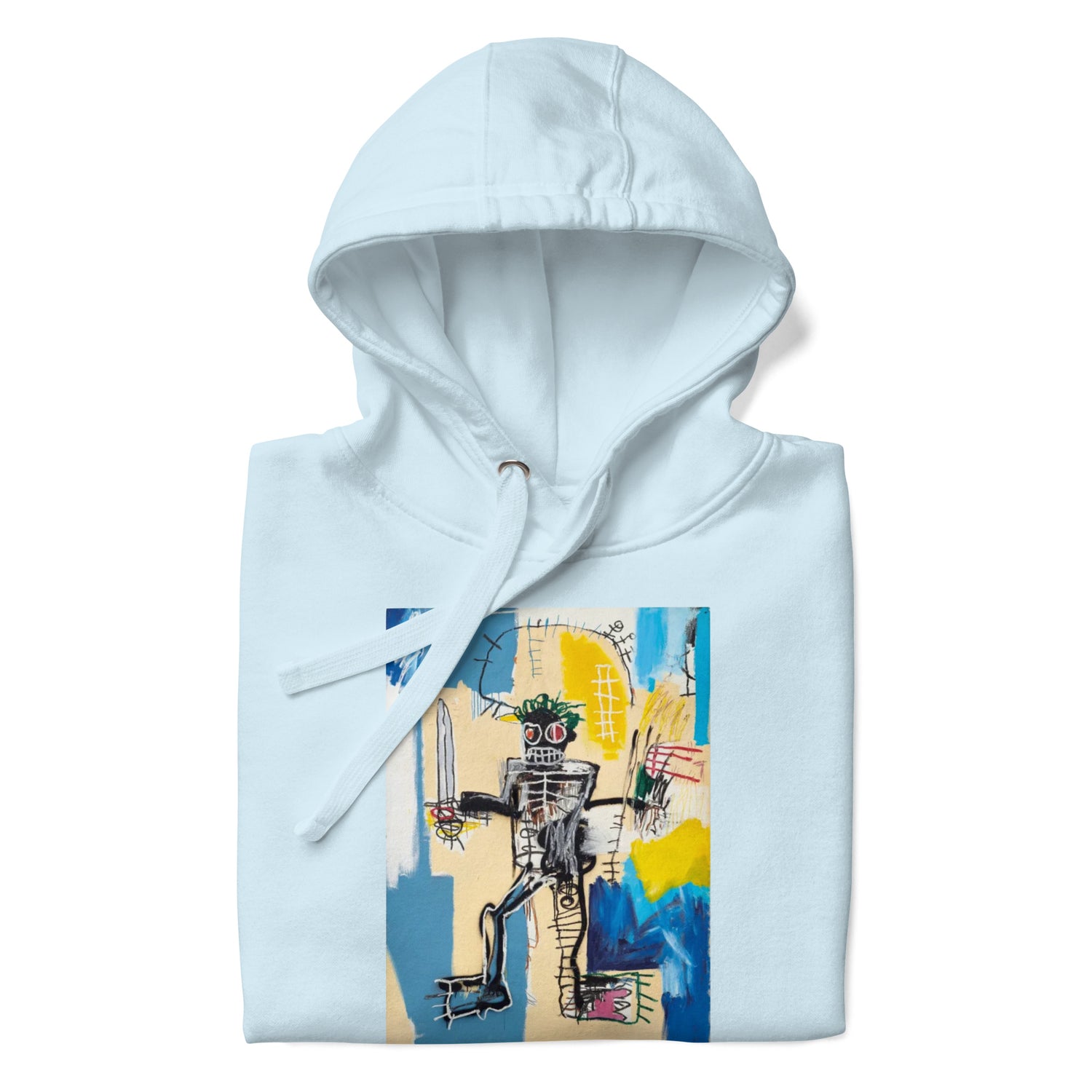Jean-Michel Basquiat "Warrior" Artwork Printed Premium Streetwear Sweatshirt Hoodie Ice Blue