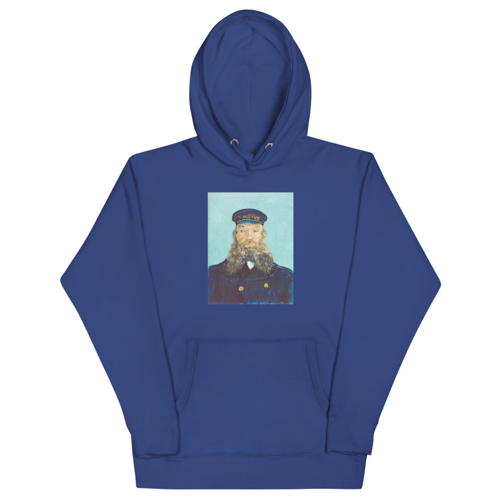 Vincent Van Gogh Portrait of Postman Roulin Painting Printed Premium Royal Blue Hoodie Sweatshirt Streetwear