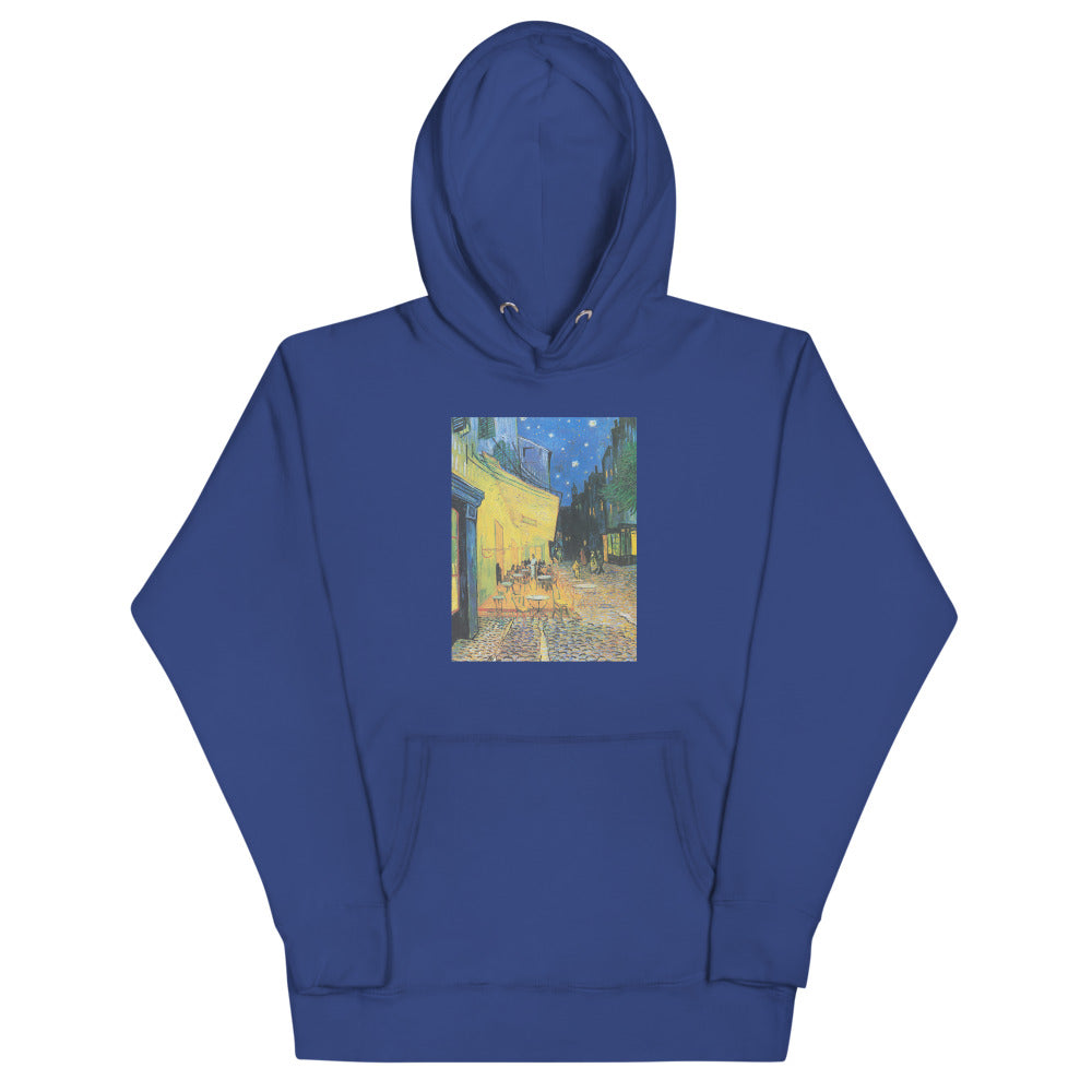 Vincent Van Gogh Café Terrace at Night Painting Printed Premium Royal Blue Hoodie Sweatshirt Streetwear