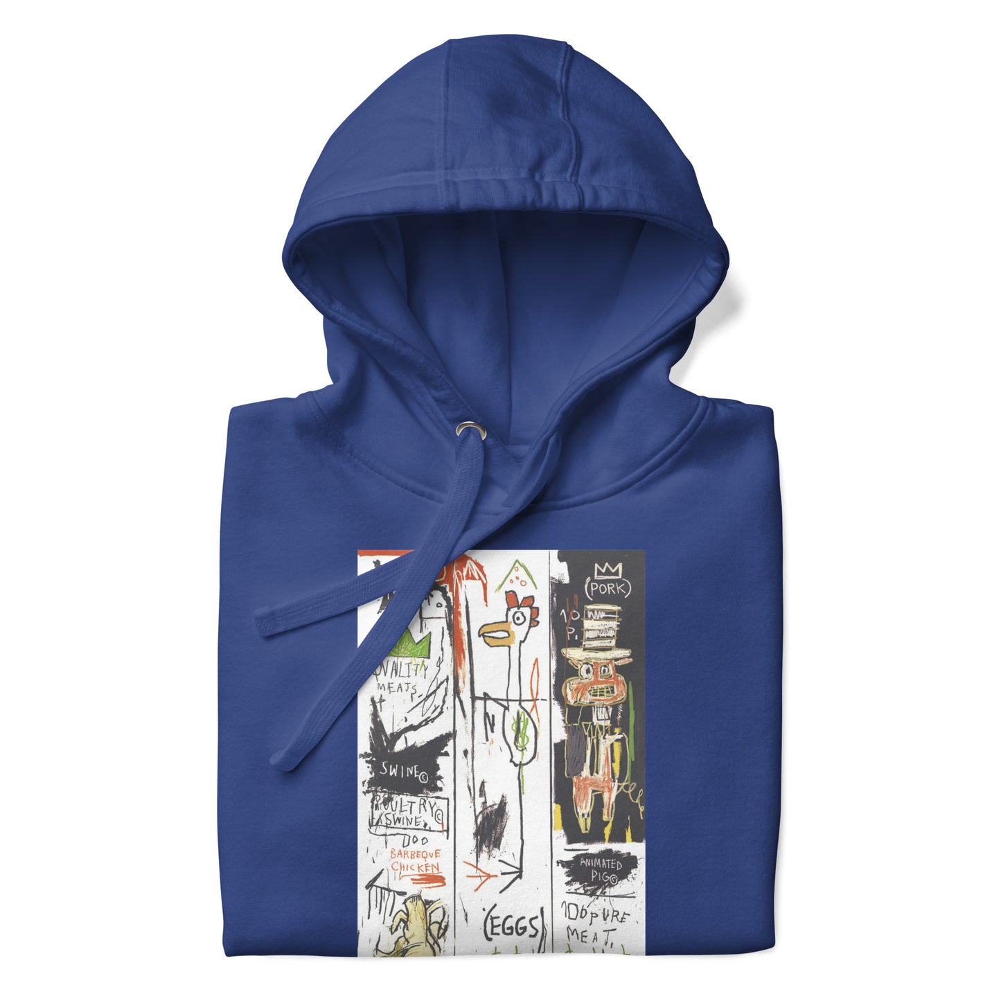 Jean-Michel Basquiat "Quality Meats for the Public" 1982 Artwork Printed Premium Streetwear Sweatshirt Hoodie Royal Blue
