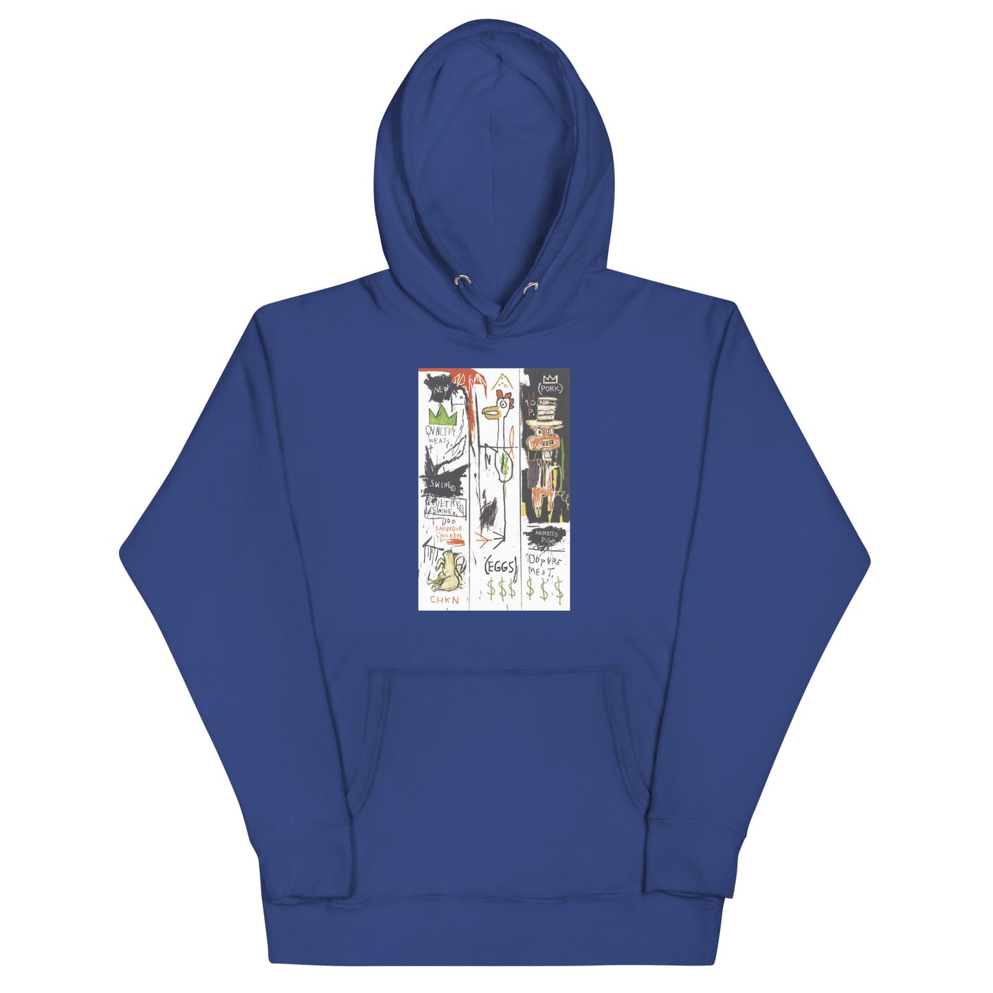 Jean-Michel Basquiat "Quality Meats for the Public" 1982 Artwork Printed Premium Streetwear Sweatshirt Hoodie Royal Blue