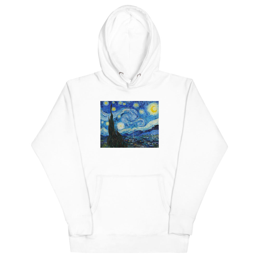 Vincent Van Gogh The Starry Night Painting Printed Premium White Hoodie Sweatshirt Streetwear