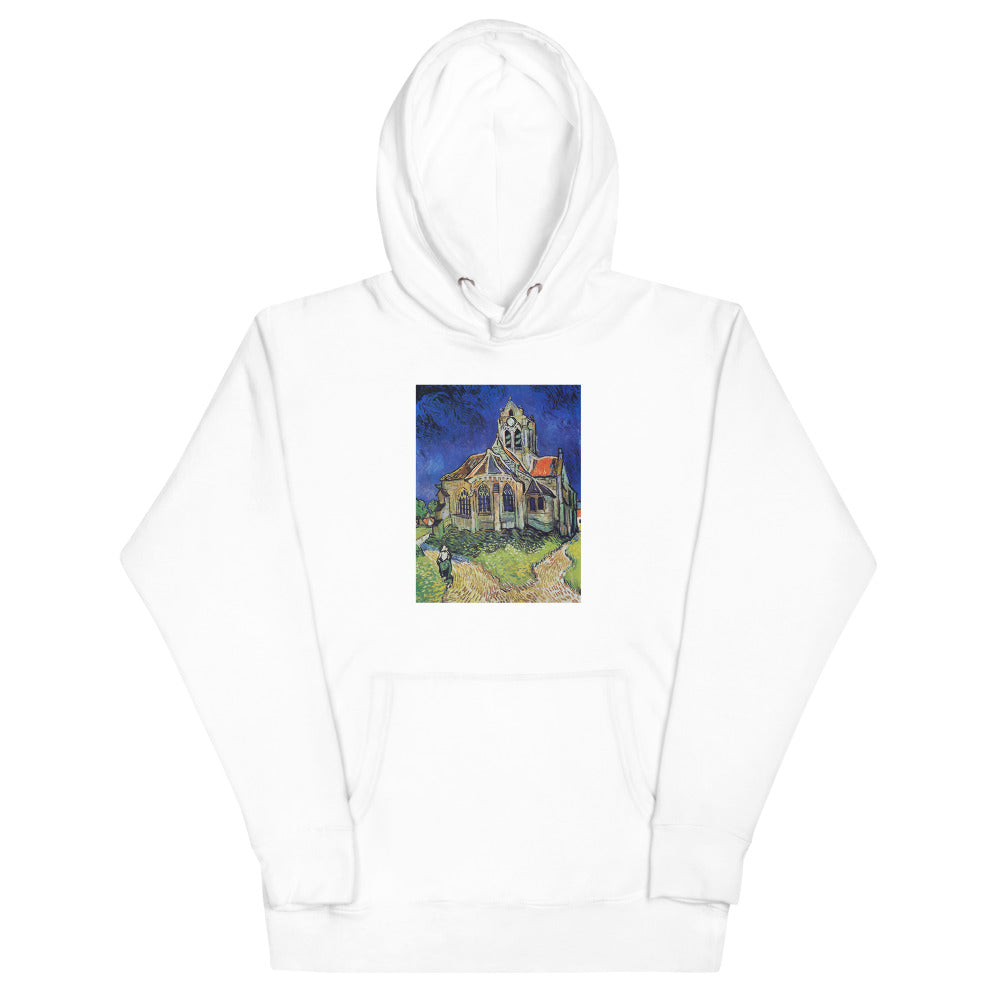 Vincent Van Gogh The Church at Auvers Painting Printed Premium White Hoodie Sweatshirt Streetwear