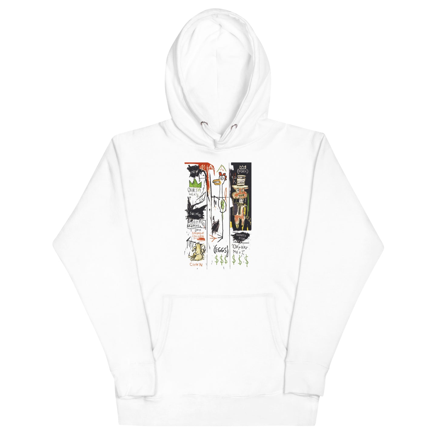 Jean-Michel Basquiat "Quality Meats for the Public" 1982 Artwork Printed Premium Streetwear Sweatshirt Hoodie White