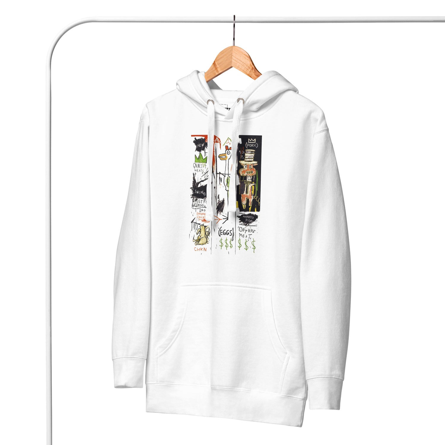 Jean-Michel Basquiat "Quality Meats for the Public" 1982 Artwork Printed Premium Streetwear Sweatshirt Hoodie White