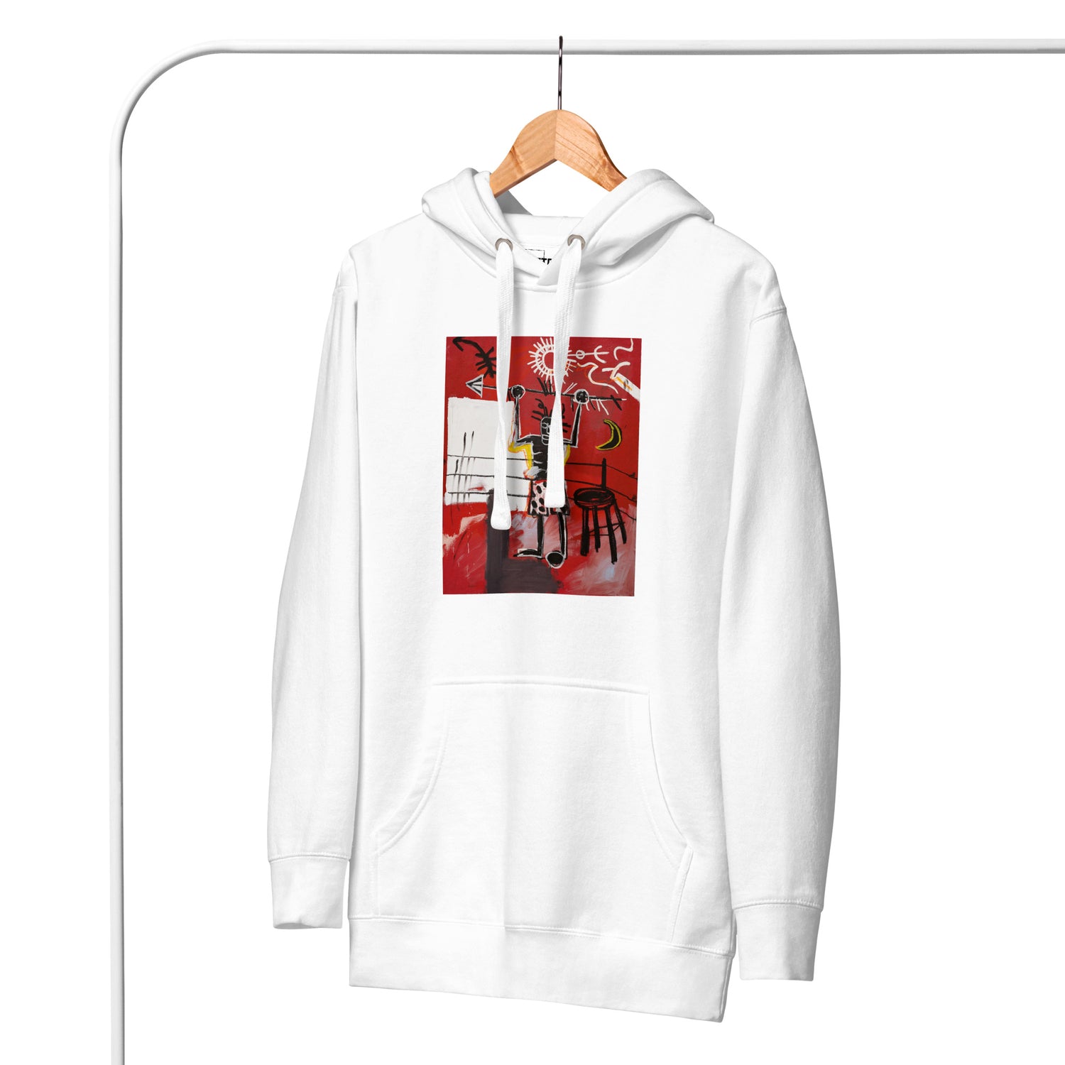 Jean-Michel Basquiat "The Ring" Artwork Printed Premium Streetwear Sweatshirt Hoodie White