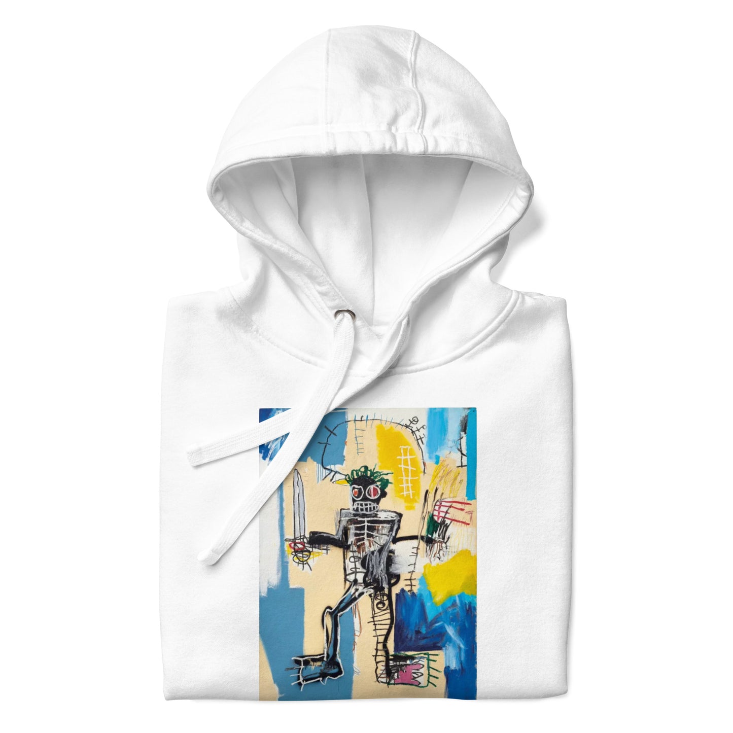 Jean-Michel Basquiat "Warrior" Artwork Printed Premium Streetwear Sweatshirt Hoodie White