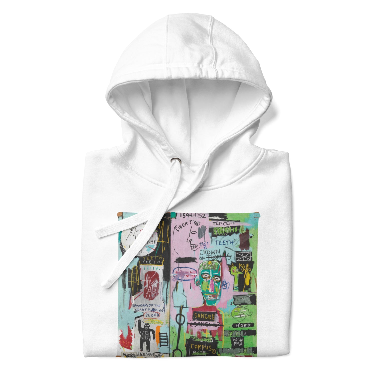 Jean-Michel Basquiat "In Italian" Artwork Printed Premium Streetwear Sweatshirt Hoodie White