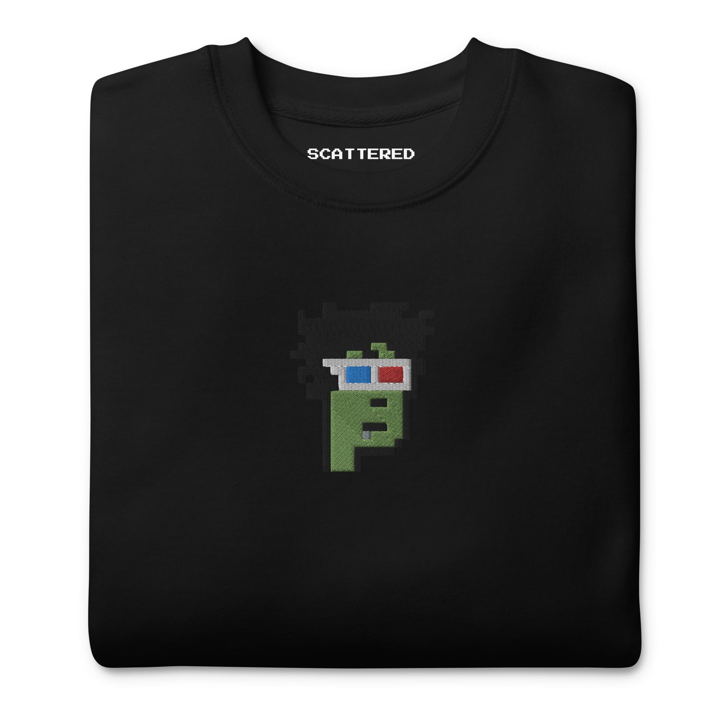 Crypto Punks Zombie NFT #8857 Premium Embroidered Crewneck Sweatshirt