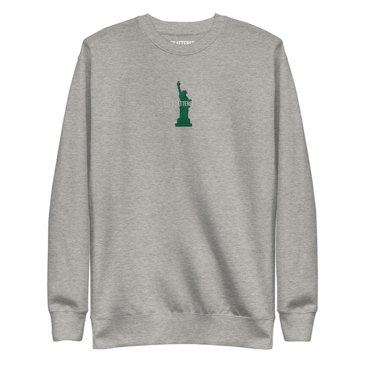Scattered 2021 Statue of Liberty Embroidered Logo Premium Crewneck Sweatshirt
