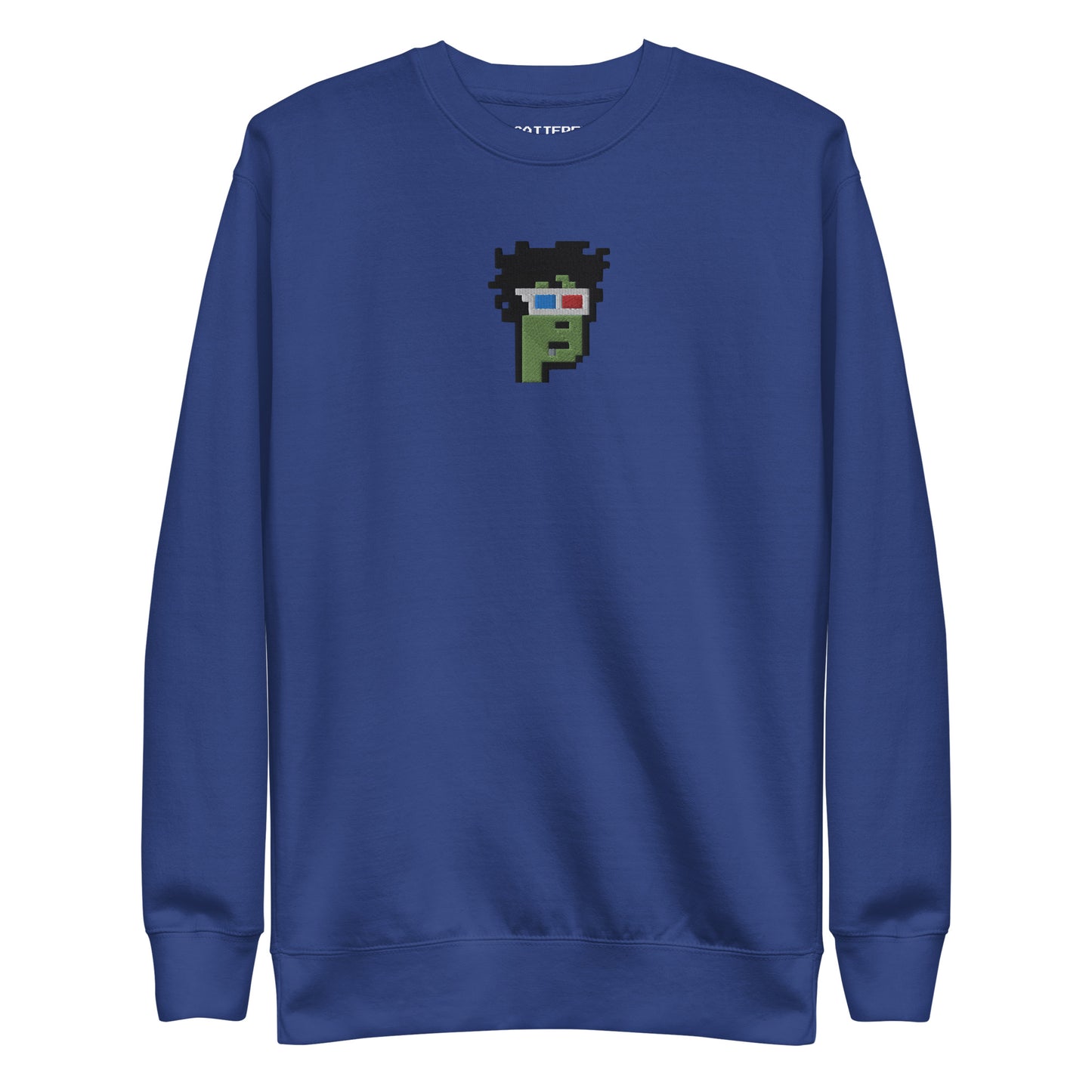 Crypto Punks Zombie NFT #8857 Premium Embroidered Crewneck Sweatshirt